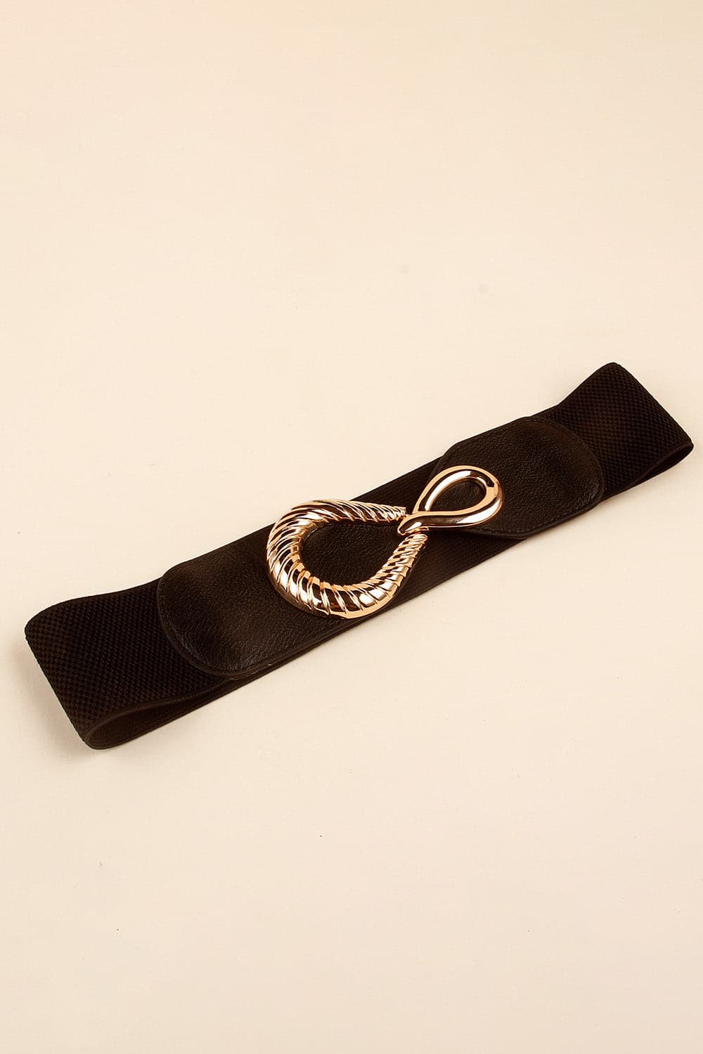 Ribbed Alloy Buckle Elastic Belt.