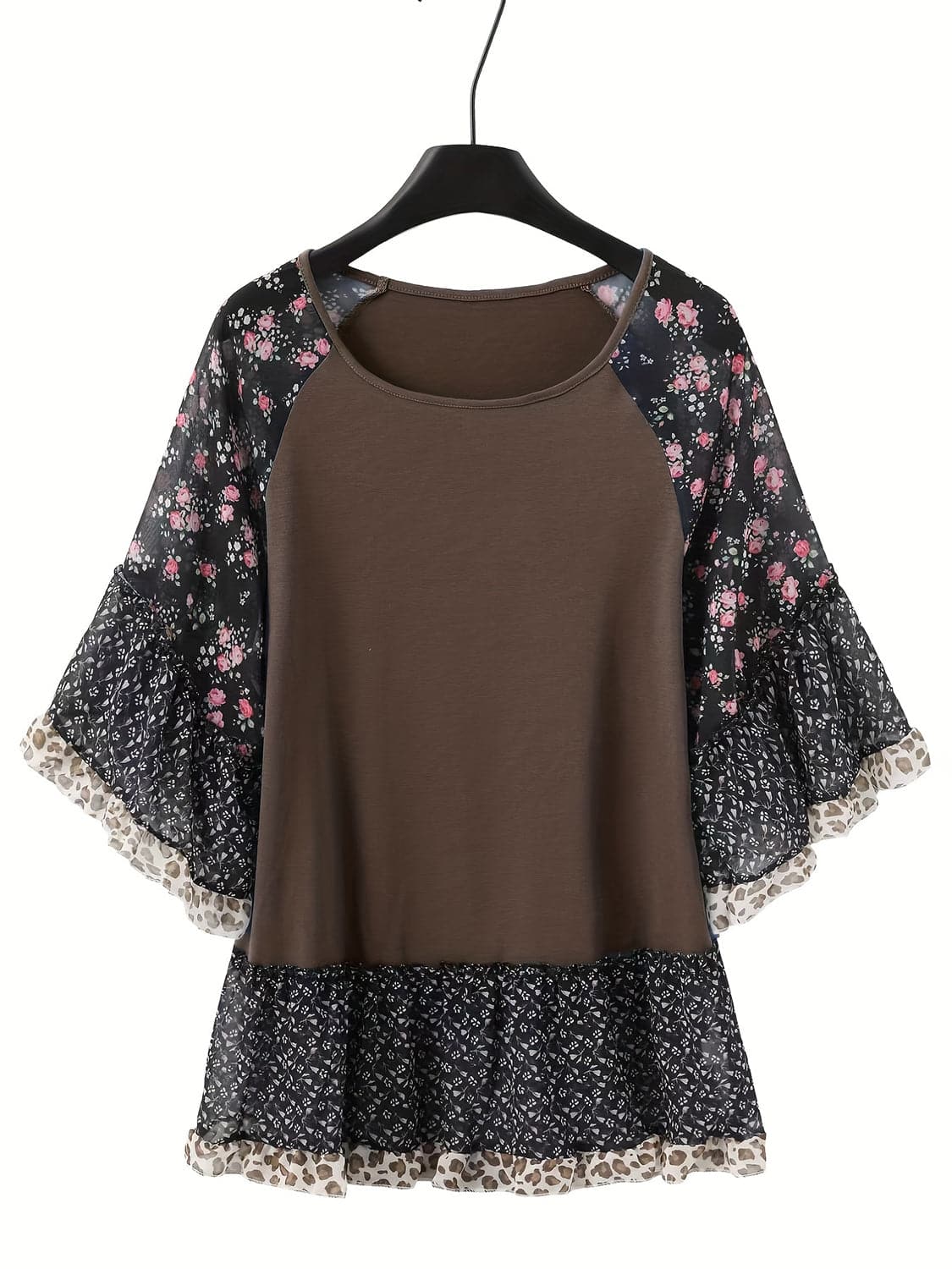 Frilled printed blouse - half sleeves