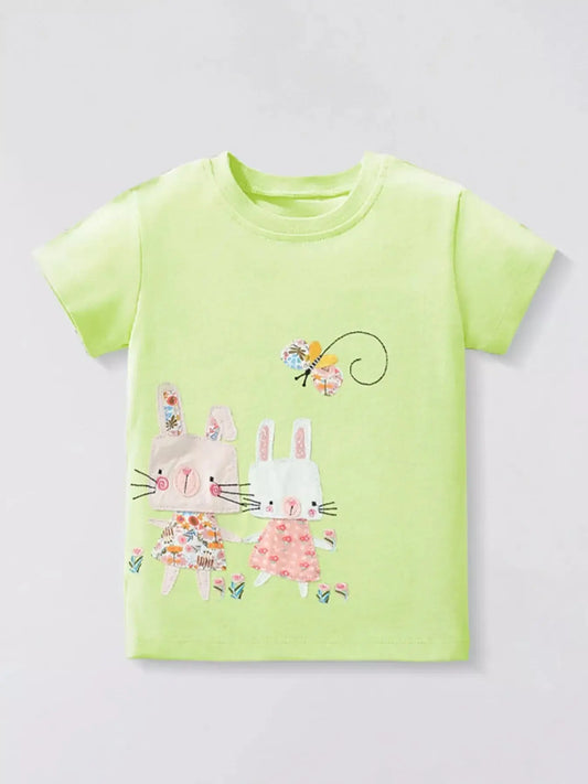 Children's Bunny Applique Short Sleeve T-Shirt Simply Love