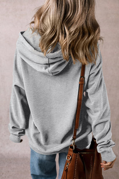 Sheer drawstring pocket hoodie with long sleeves