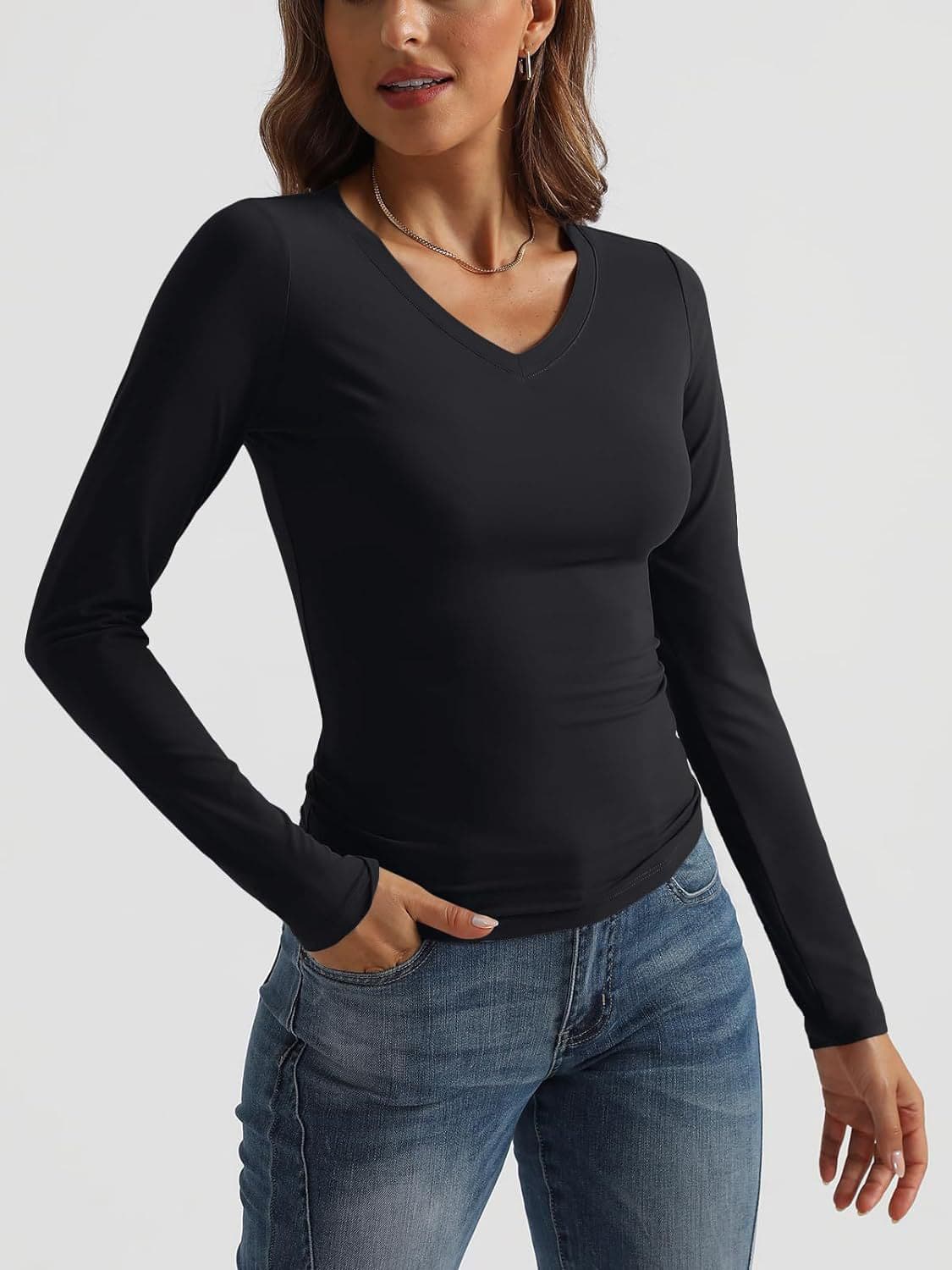 V-Neck Long Sleeve T-Shirt.