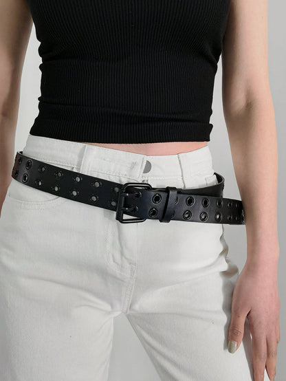 Grommet PU Leather Belt.