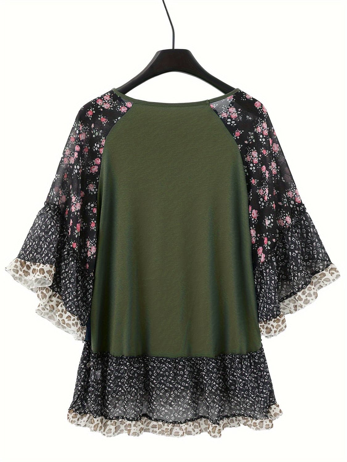 Frilled printed blouse - half sleeves