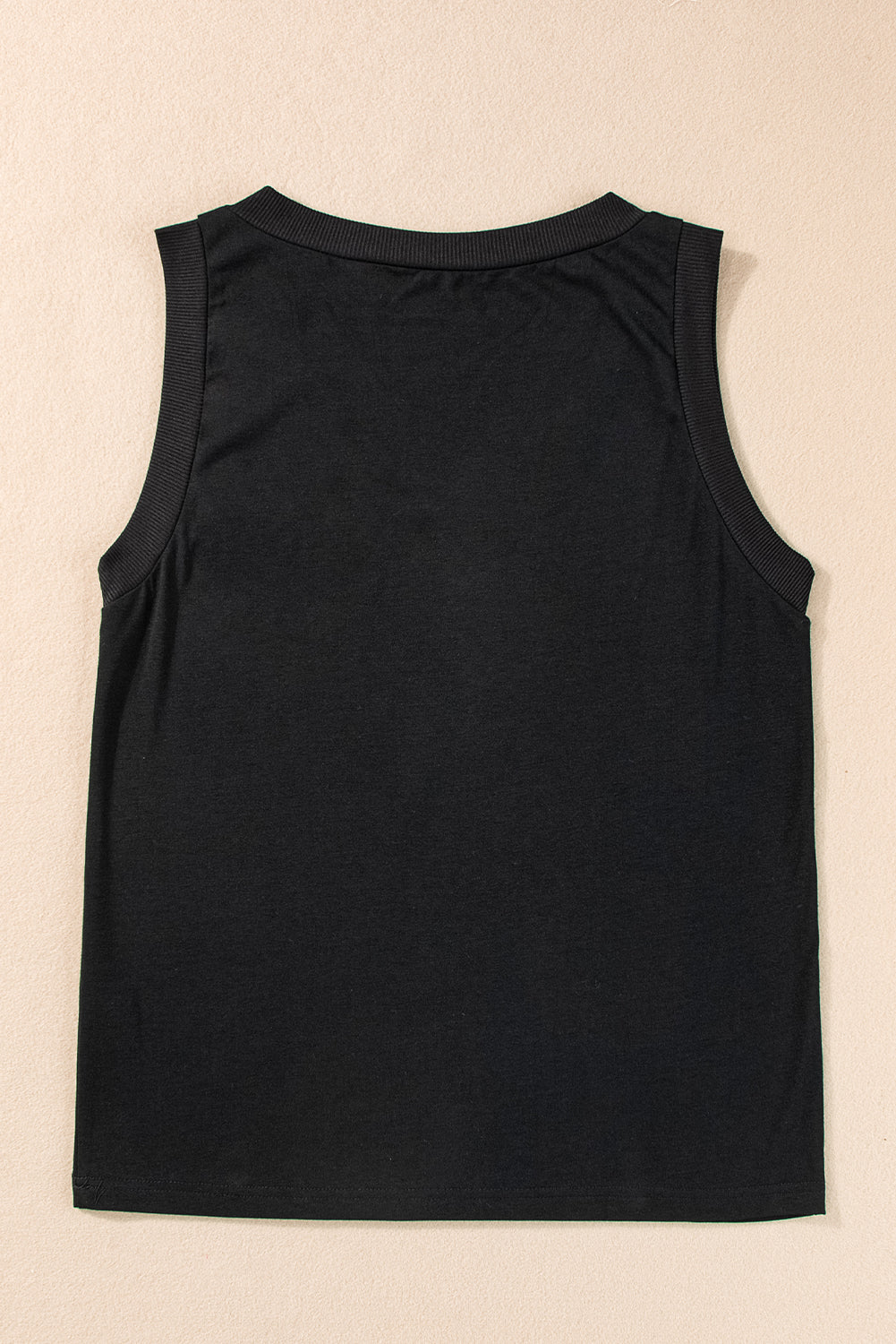 Chic black ribbed V-neck sleeveless tank top