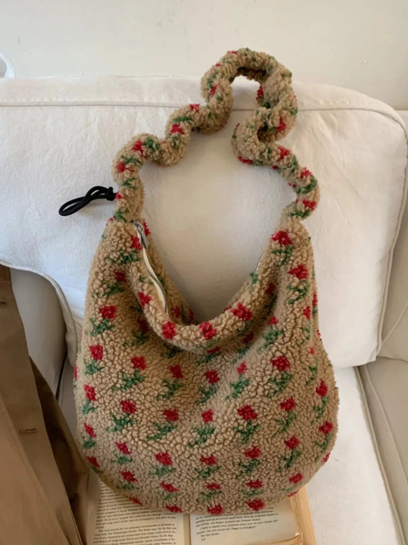 Sherpa Ruched Strap Handbag Simply Love