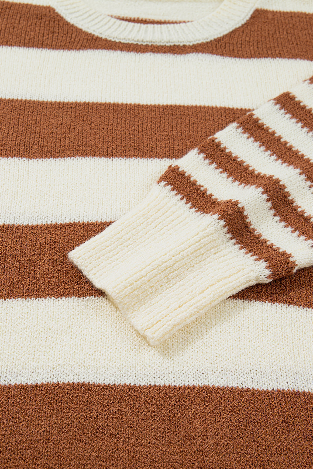 Brown Stripe Patchwork Baggy Sweater With Drop Shoulder Dear-Lover Dropshipping