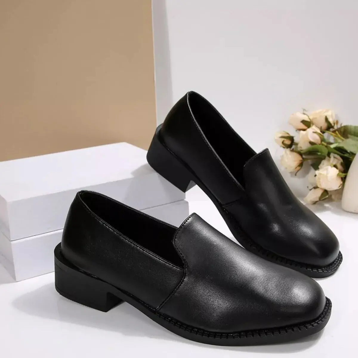 Round Toe Block Heels Loafers Simply Love