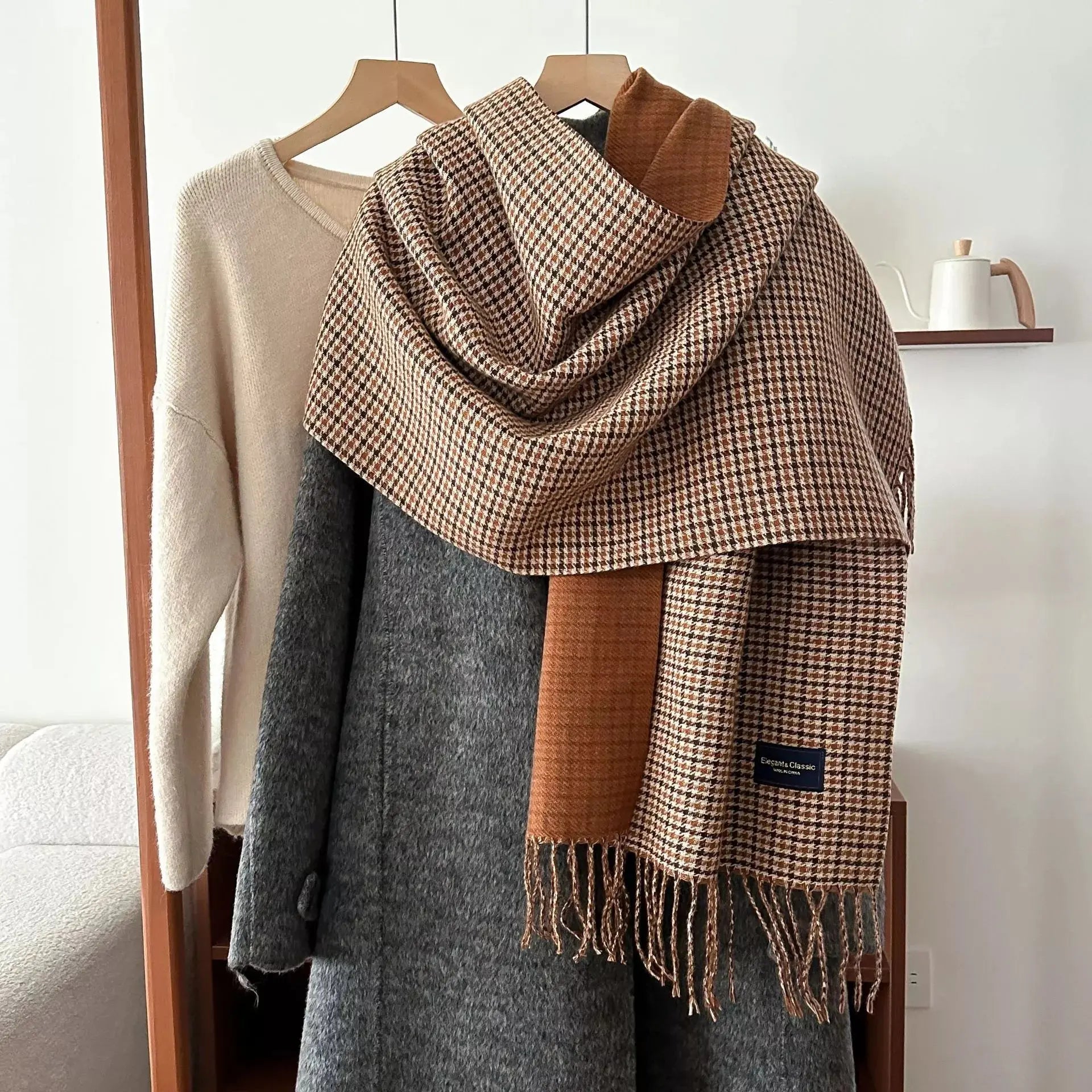 Plaid Fringe Warm Winter Scarf Simply Love