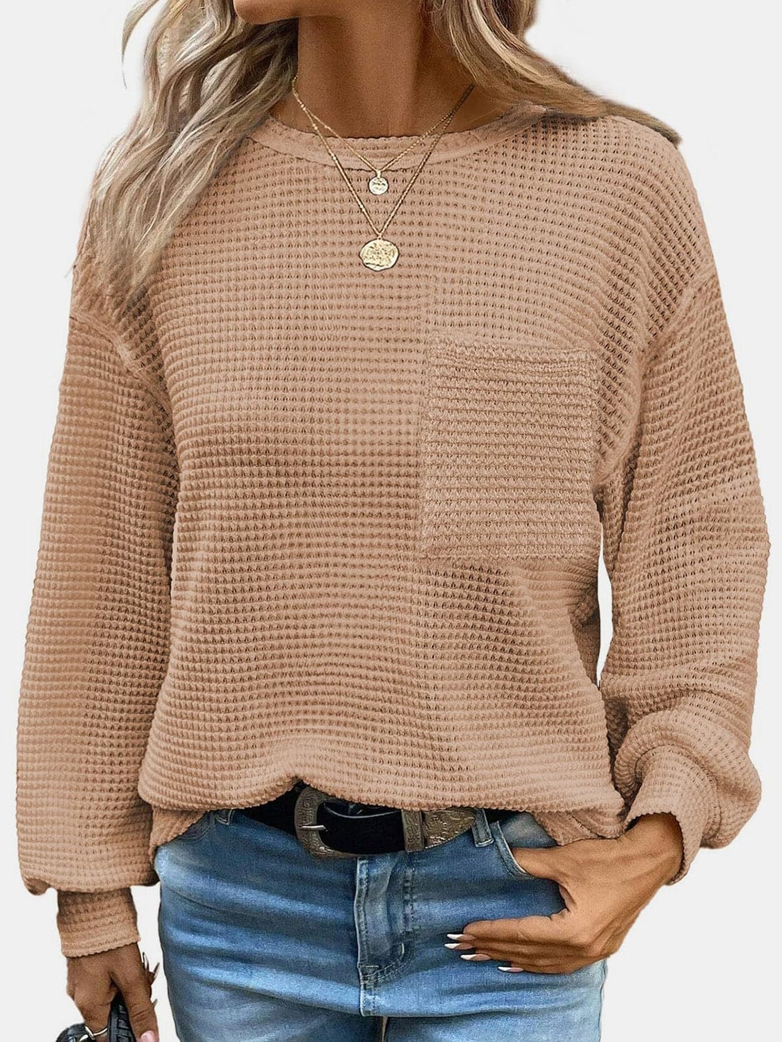 Round Neck Long Sleeve T-Shirt.