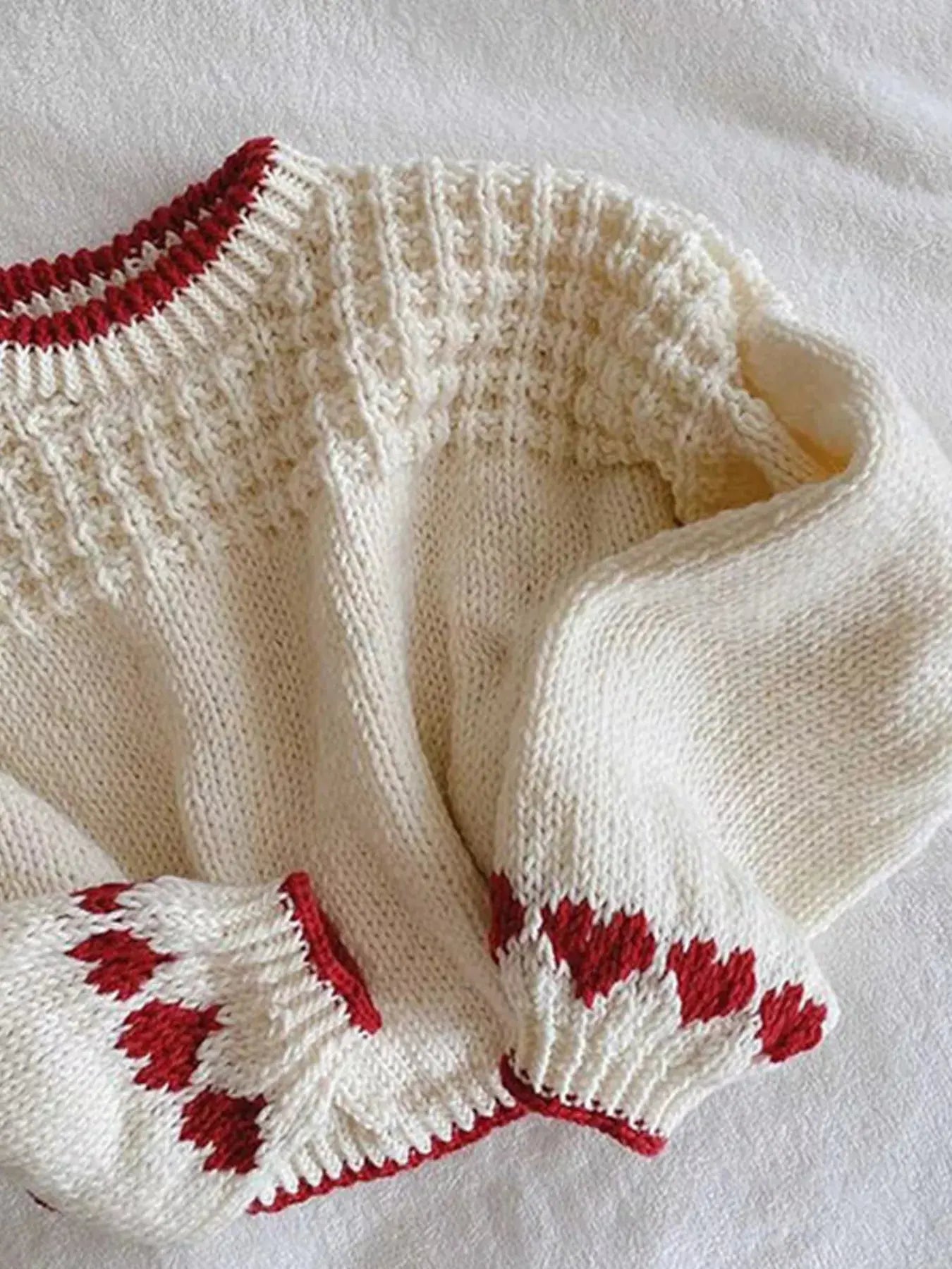 Contrast Trim Round Neck Sweater Simply Love