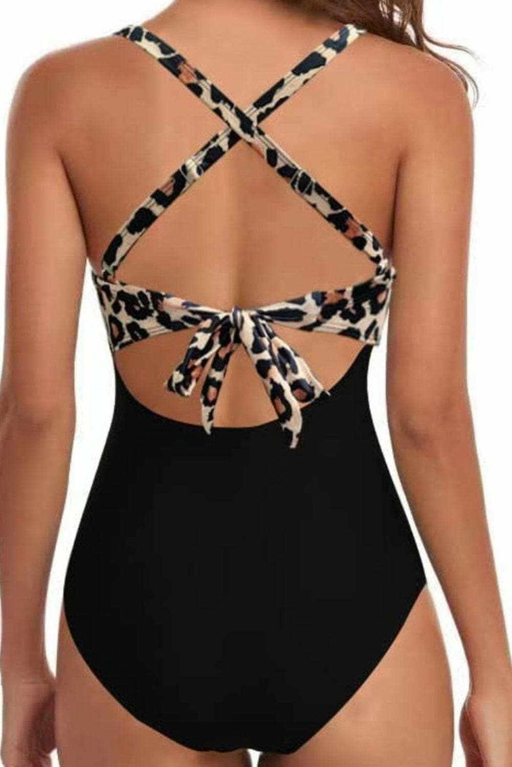 Tied Crisscross Cutout One-Piece Swimwear.