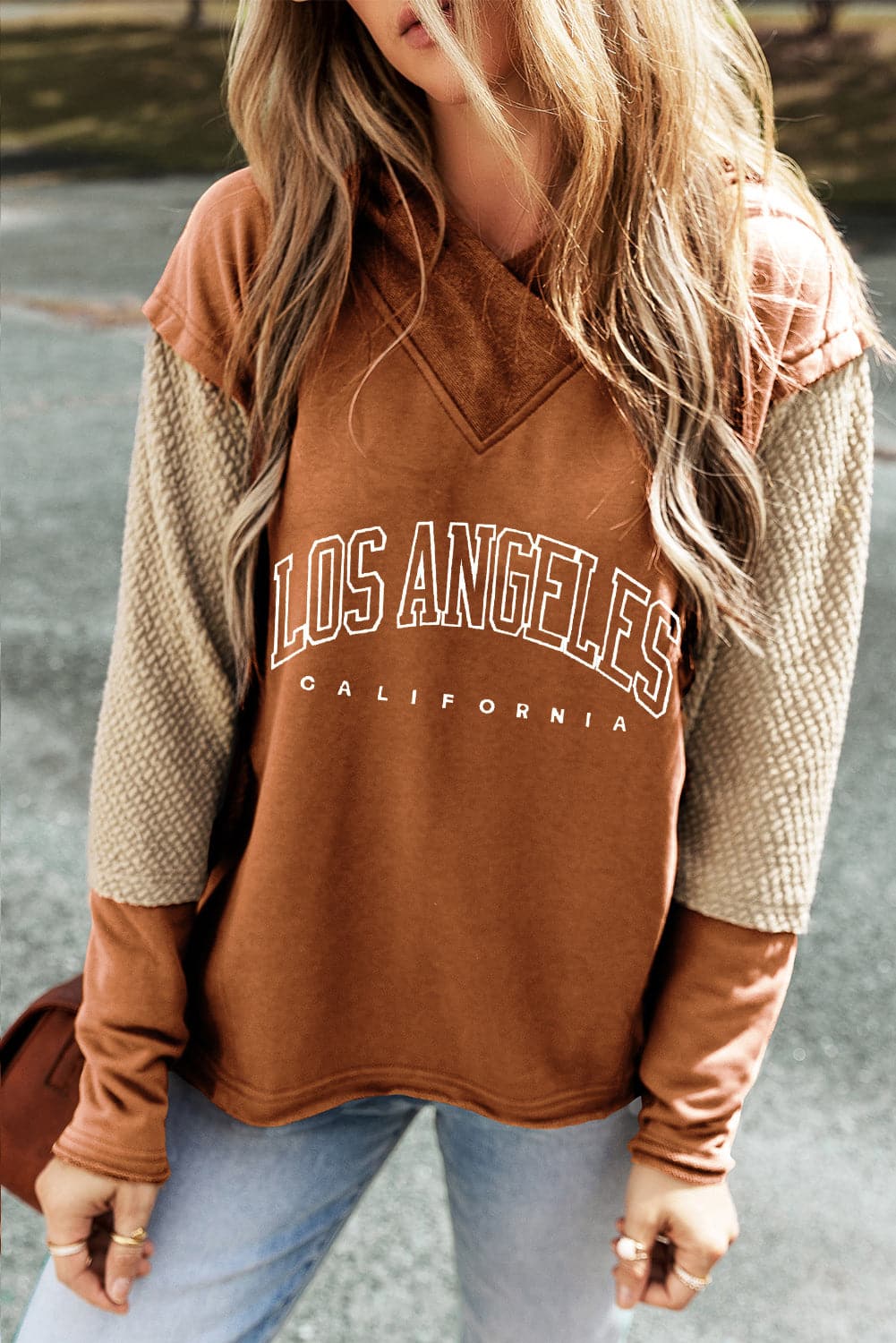 Letter Graphic Long Sleeve Hoodie.