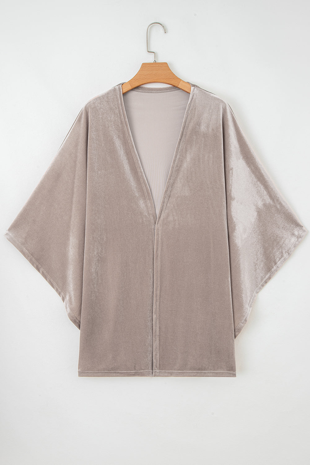 Smoke Gray Velvet Kimono Cardigan Open Front Three Quarter Sleeve Relaxed Fit Womens Lounge Wrap Dear-Lover Dropshipping