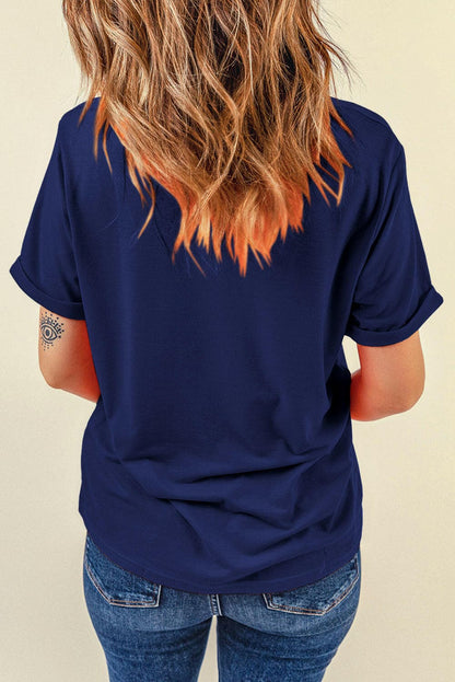 Bow Graphic Round Neck Short Sleeve T-Shirt.