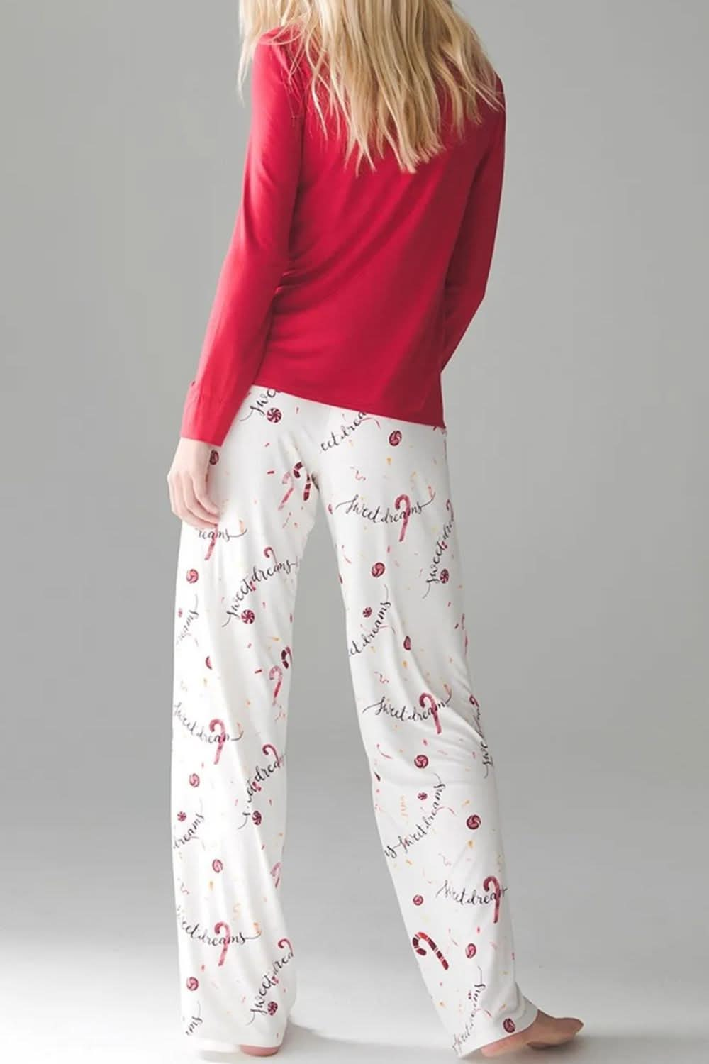 Cozy chic round neck long sleeve top with stylish printed pants set