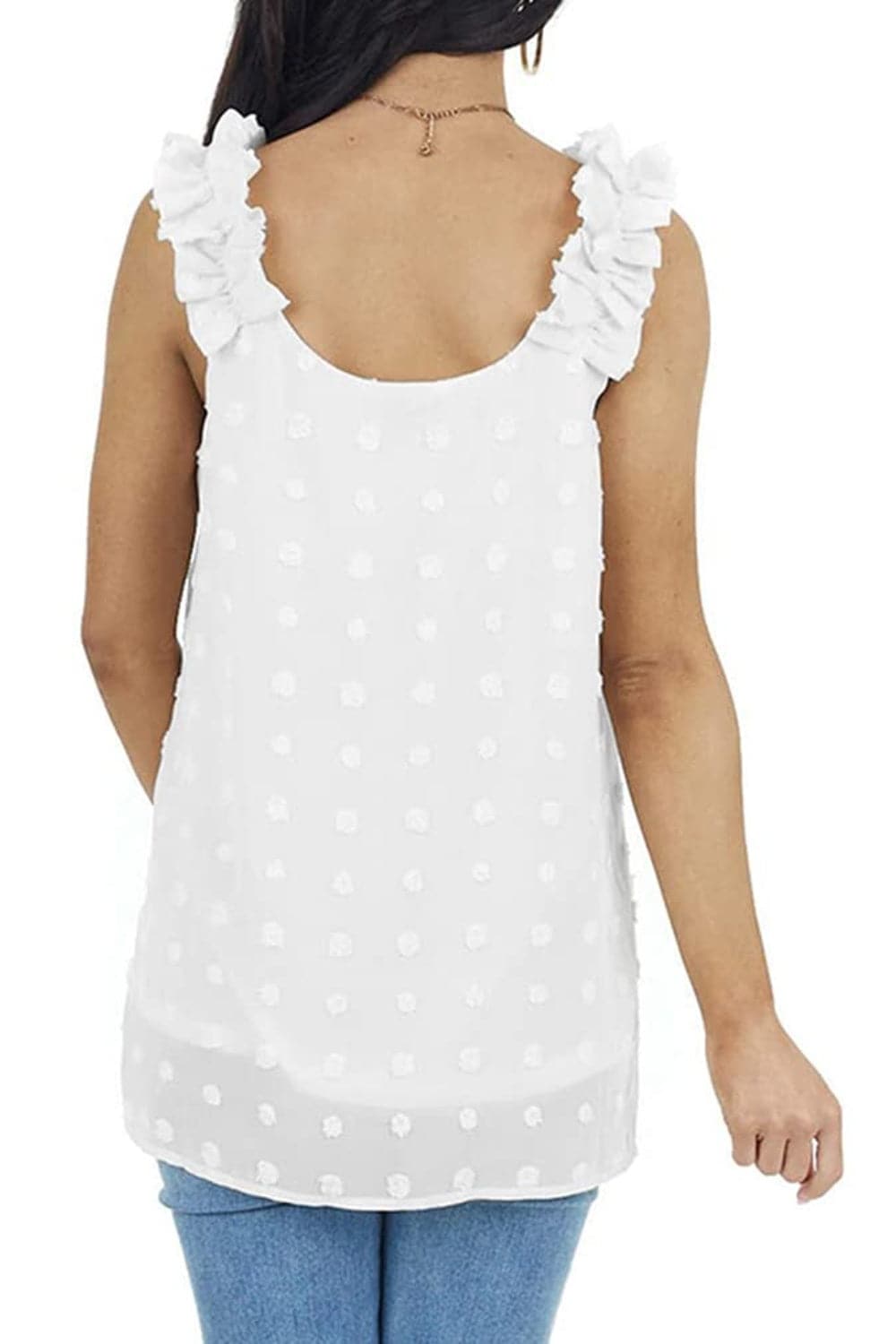 Full Size Swiss Dot V-Neck Tank.