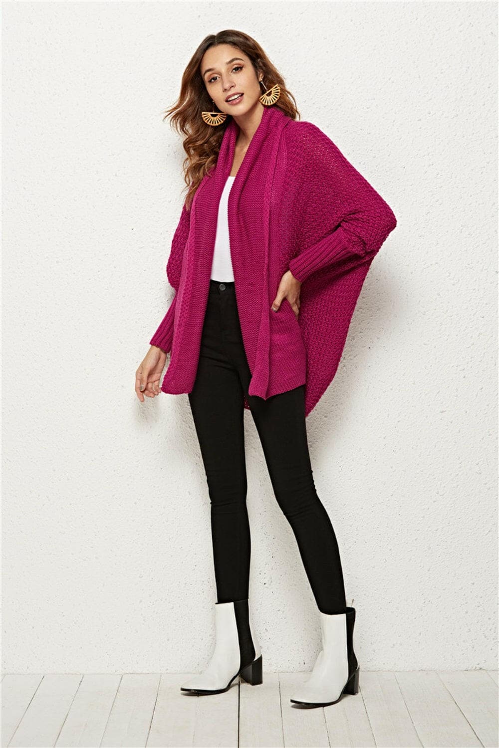 Open Front Batwing Sleeve Cardigan.