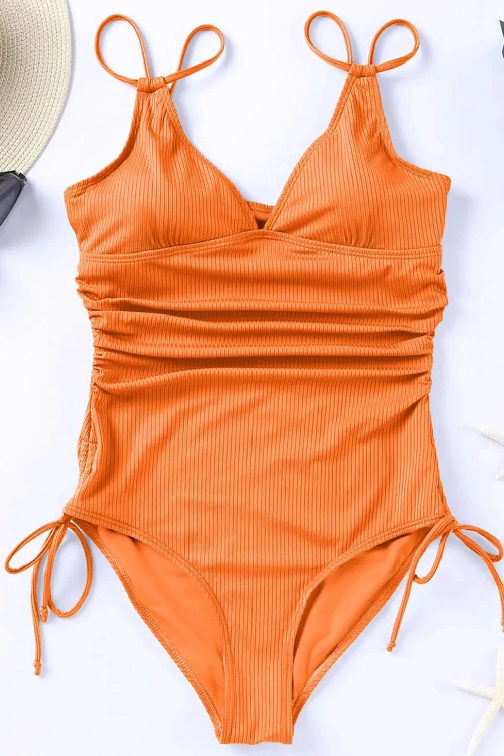 Drawstring Plunge One-Piece Swimwear Simply Love