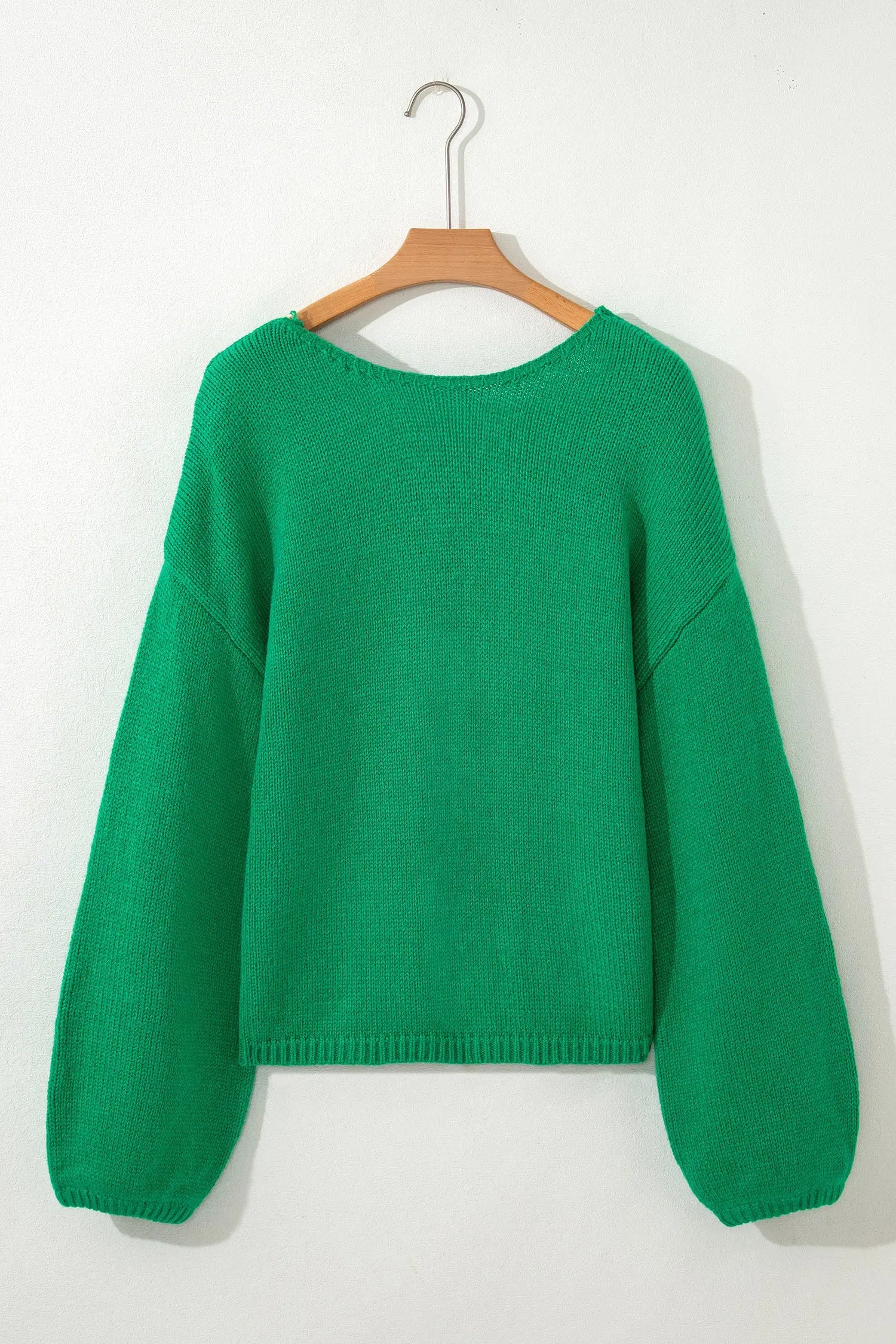 Bright Green Festive Bow Backless Bubble Sleeve Knit Sweater For Women Dear-Lover Dropshipping