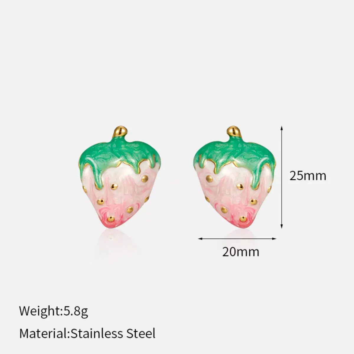 18K Gold Plated Resin Strawberry Stud Earrings For Women Simply Love