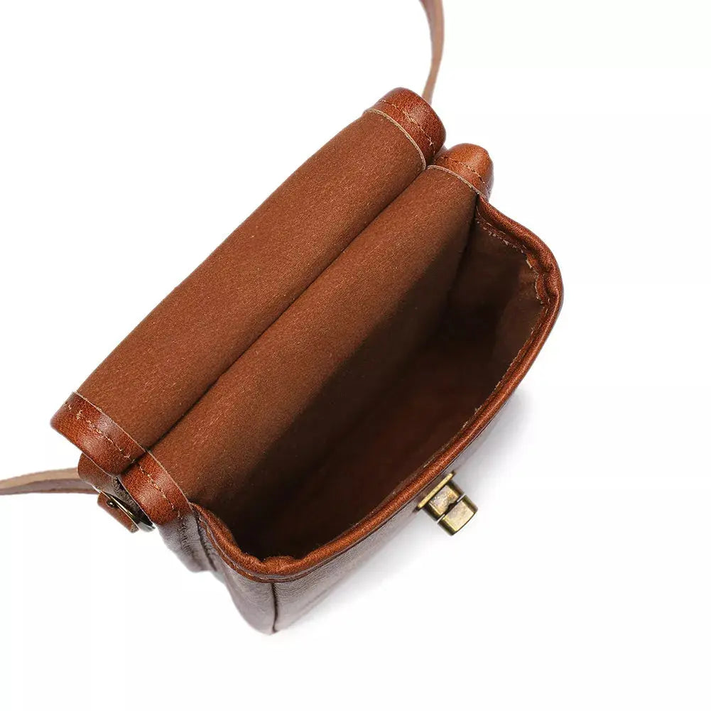 Cowhide Leather Crossbody Bag with Metal Clasp Simply Love