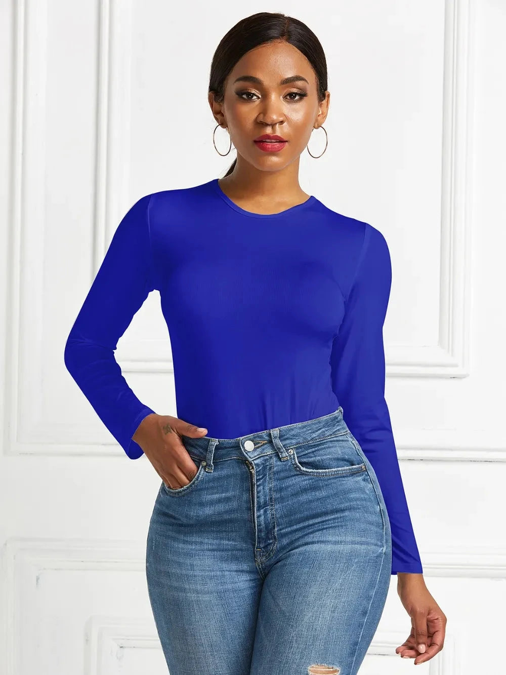 Round Neck Long Sleeve Bodysuit Coco’s Tee Boutique