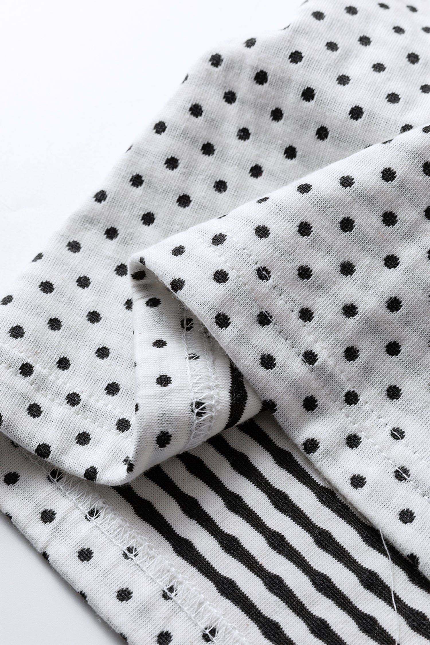 Beige Plus Size Dot Print Striped Patchwork Long Sleeve Henley Top Dear-Lover Dropshipping