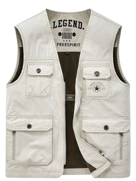 Men's Plus Size Casual Multi-Pocket Outdoor Vest Simply Love