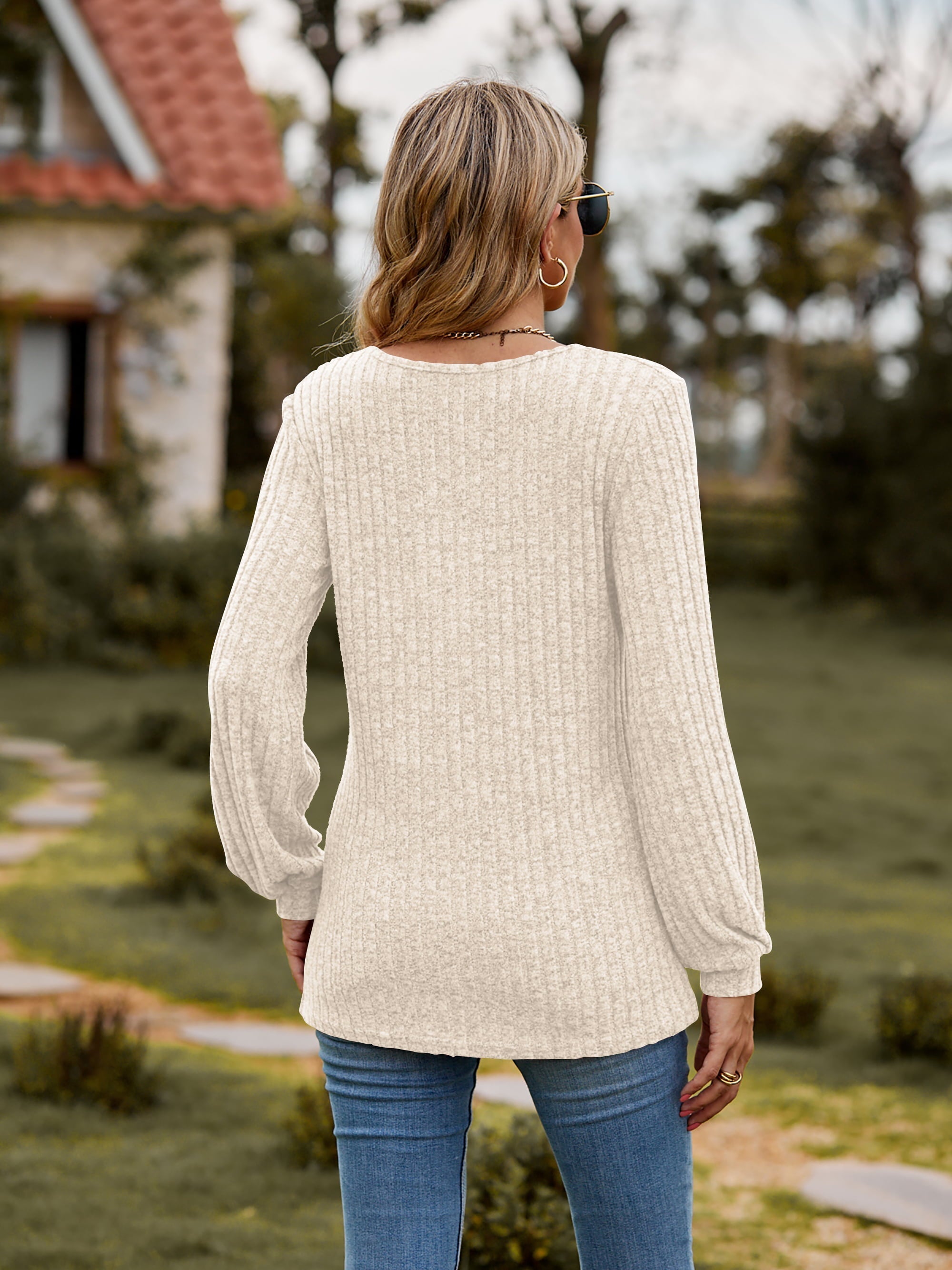 Round Neck Button-Down Long Sleeve Tee Coco’s Tee Boutique