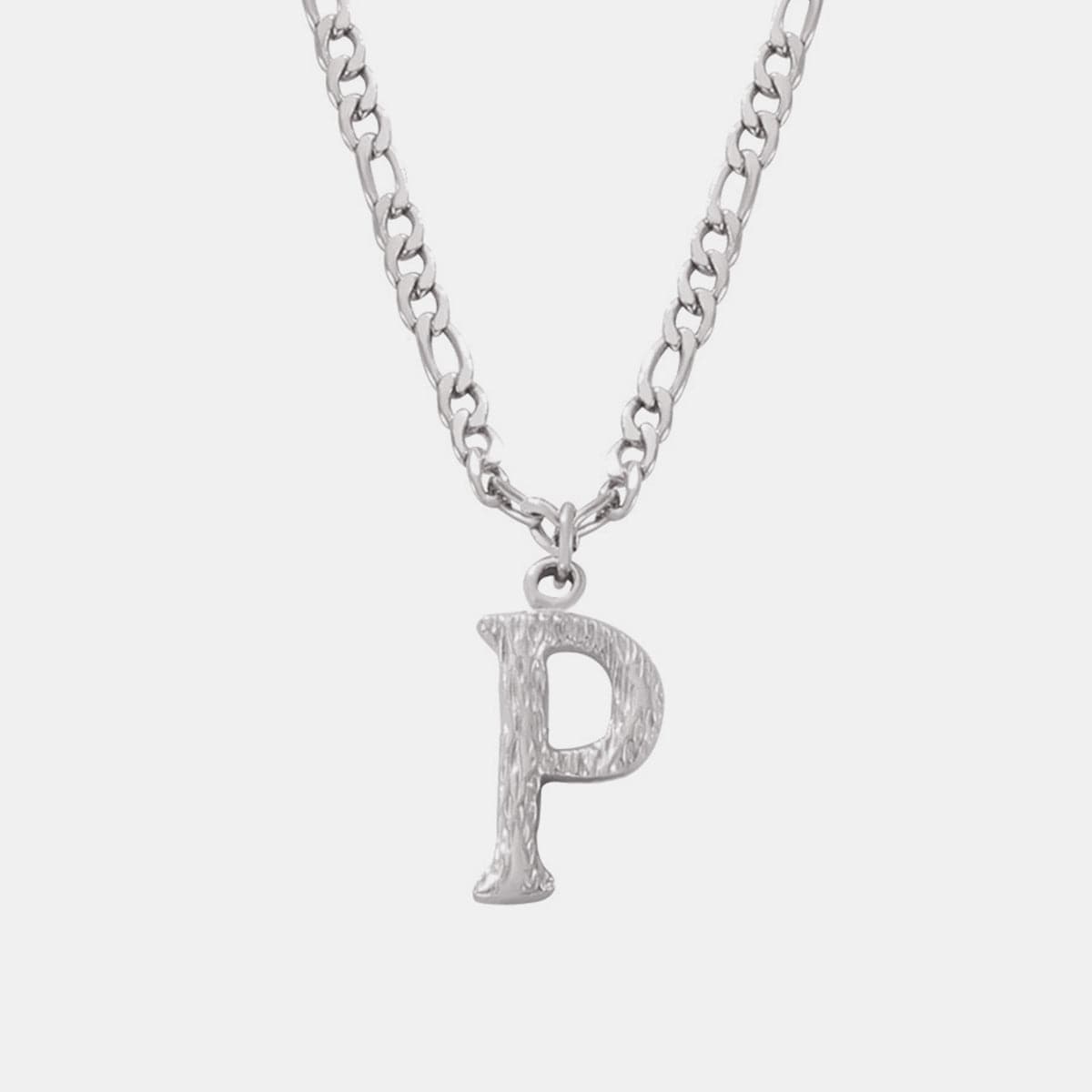 Titanium Steel Letter Pendant Necklace.