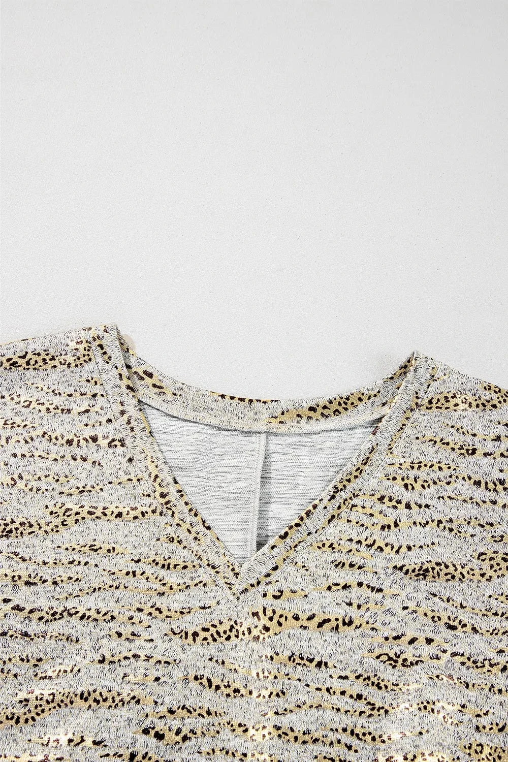 Leopard Print Half Sleeve V Neck Loose Fit T Shirt Simply Love