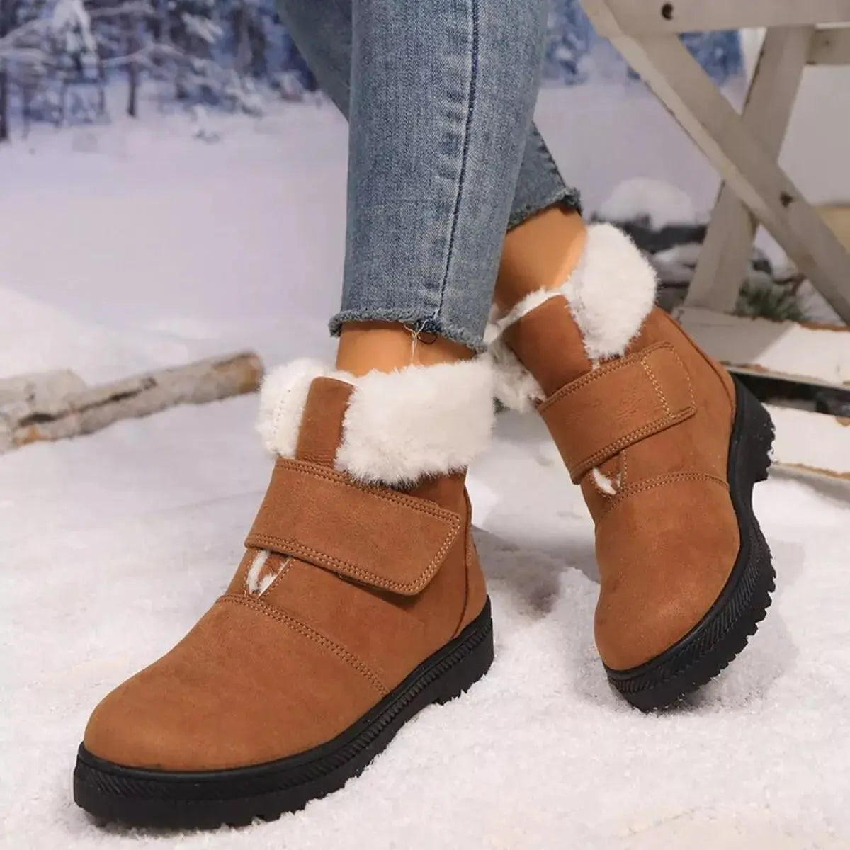 Round Toe Fuzzy Boots Simply Love
