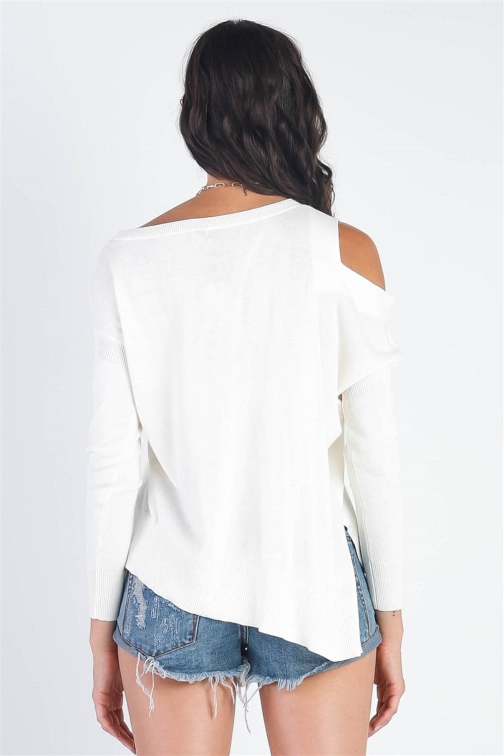 UNIQ Cold Shoulder Long Sleeve Knit Top.