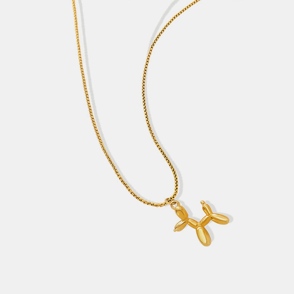 18K Gold-Plated Titanium Steel Puppy Shape Pendant Necklace.