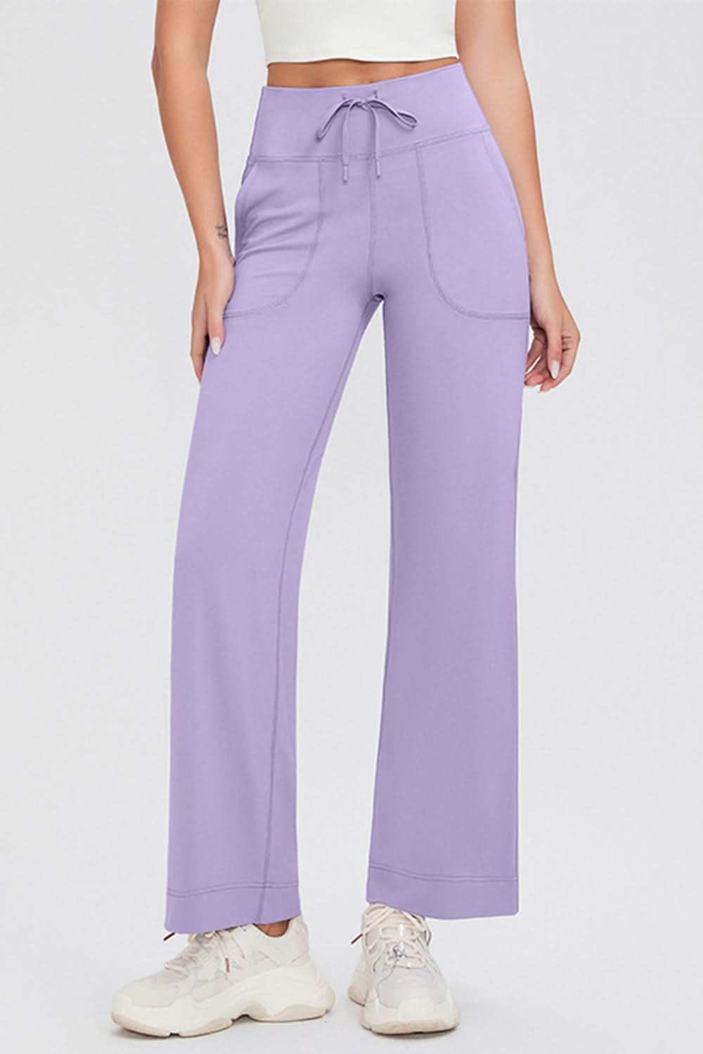 Essential Comfort Drawstring High Waist Pants with Pockets