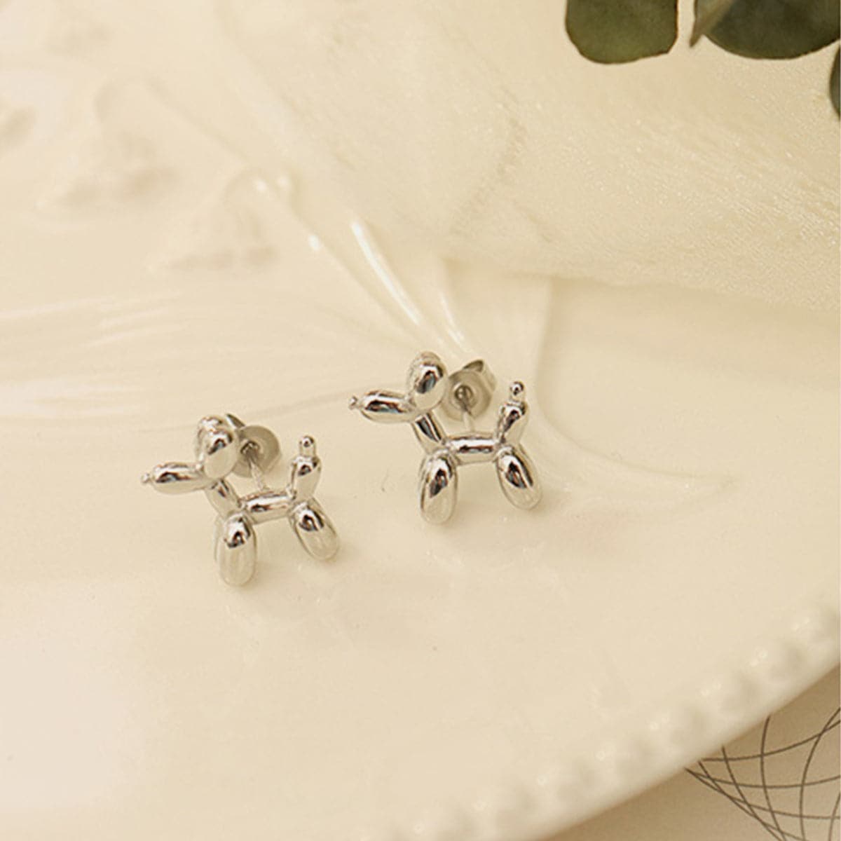 18K Gold-Plated Titanium Steel Puppy Shape Stud Earrings.