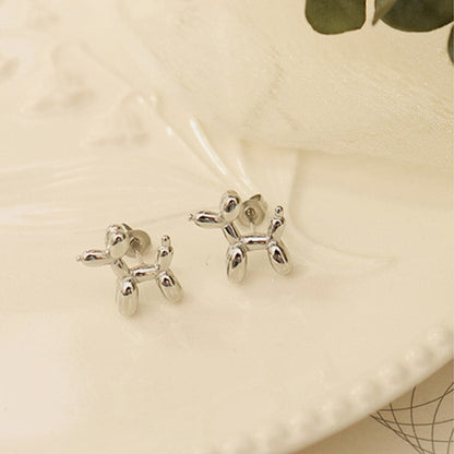 18K Gold-Plated Titanium Steel Puppy Shape Stud Earrings.