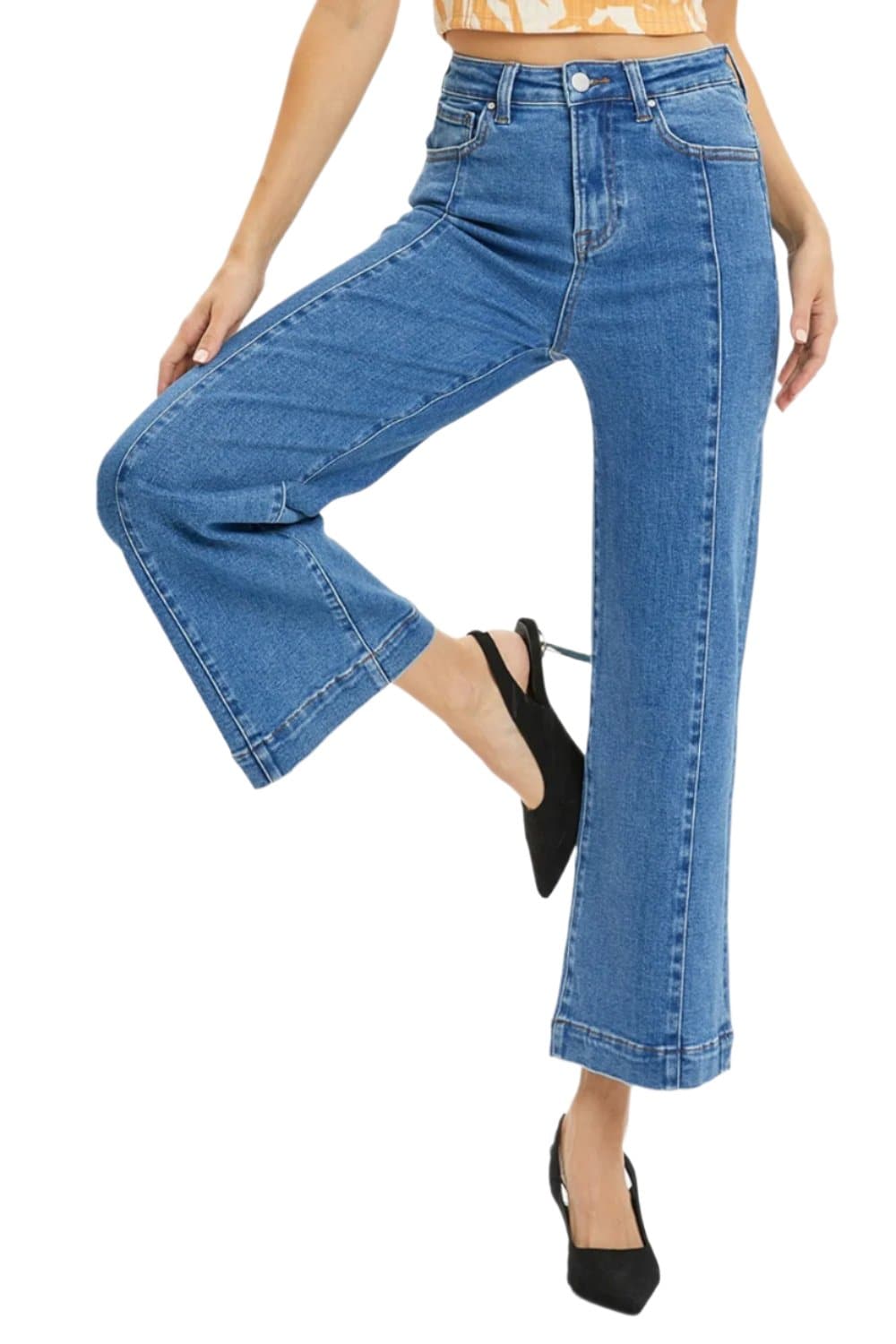 Risen Full Size High Rise Wide Leg Jeans.