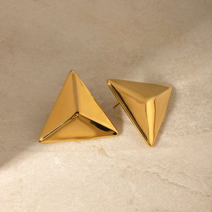 Stainless Steel 3D Triangle Earrings.