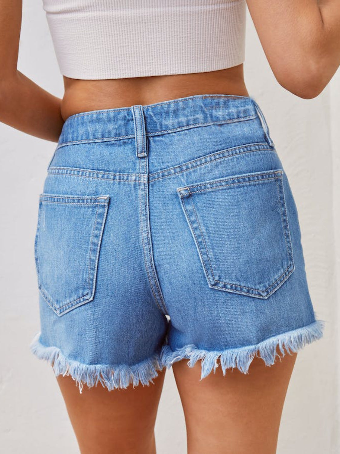 Distressed Raw Hem Denim Shorts Coco’s Tee Boutique