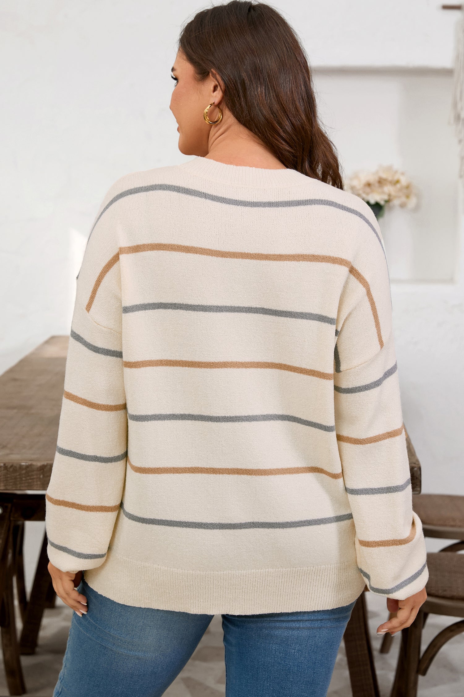 Dear-Lover Striped Knit Sweater Women's Plus Size Casual Fall Top - Soft & Cozy Dear-Lover Dropshipping