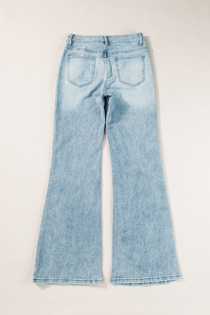 Dusk blue acid wash wide-leg high-rise jeans for a chic look