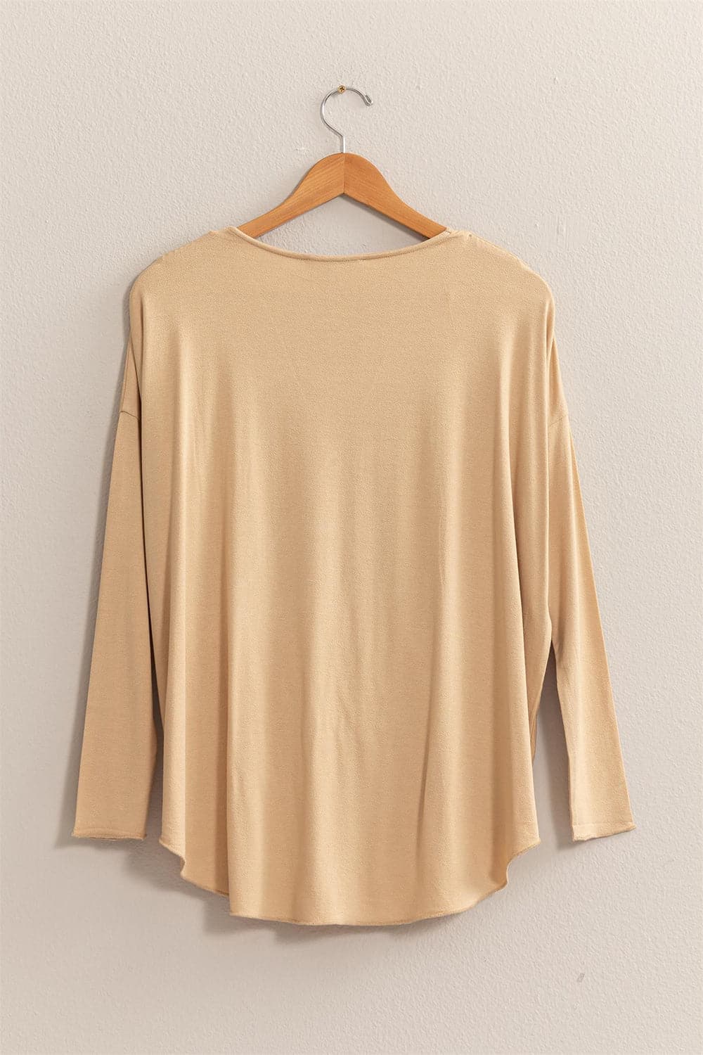 HYFVE Draped Drop Shoulder Long Sleeve Top.