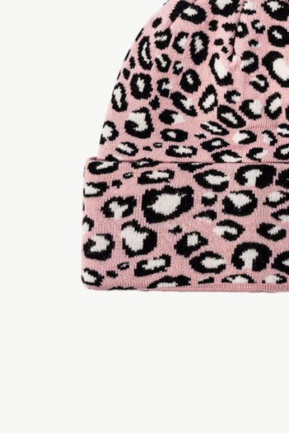 Leopard Pattern Cuffed Beanie.