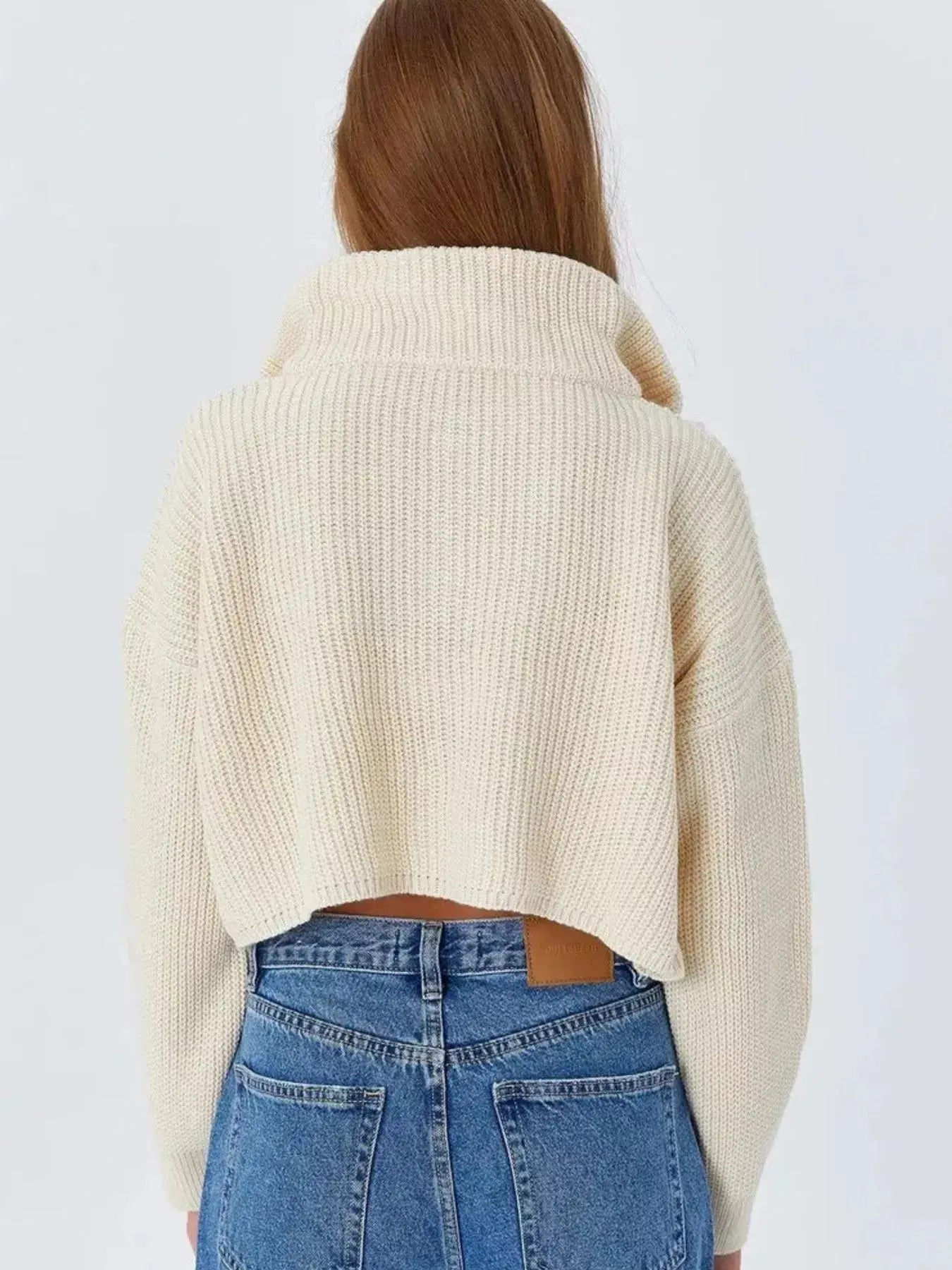 Half Zip Dropped Shoulder Sweater Simply Love