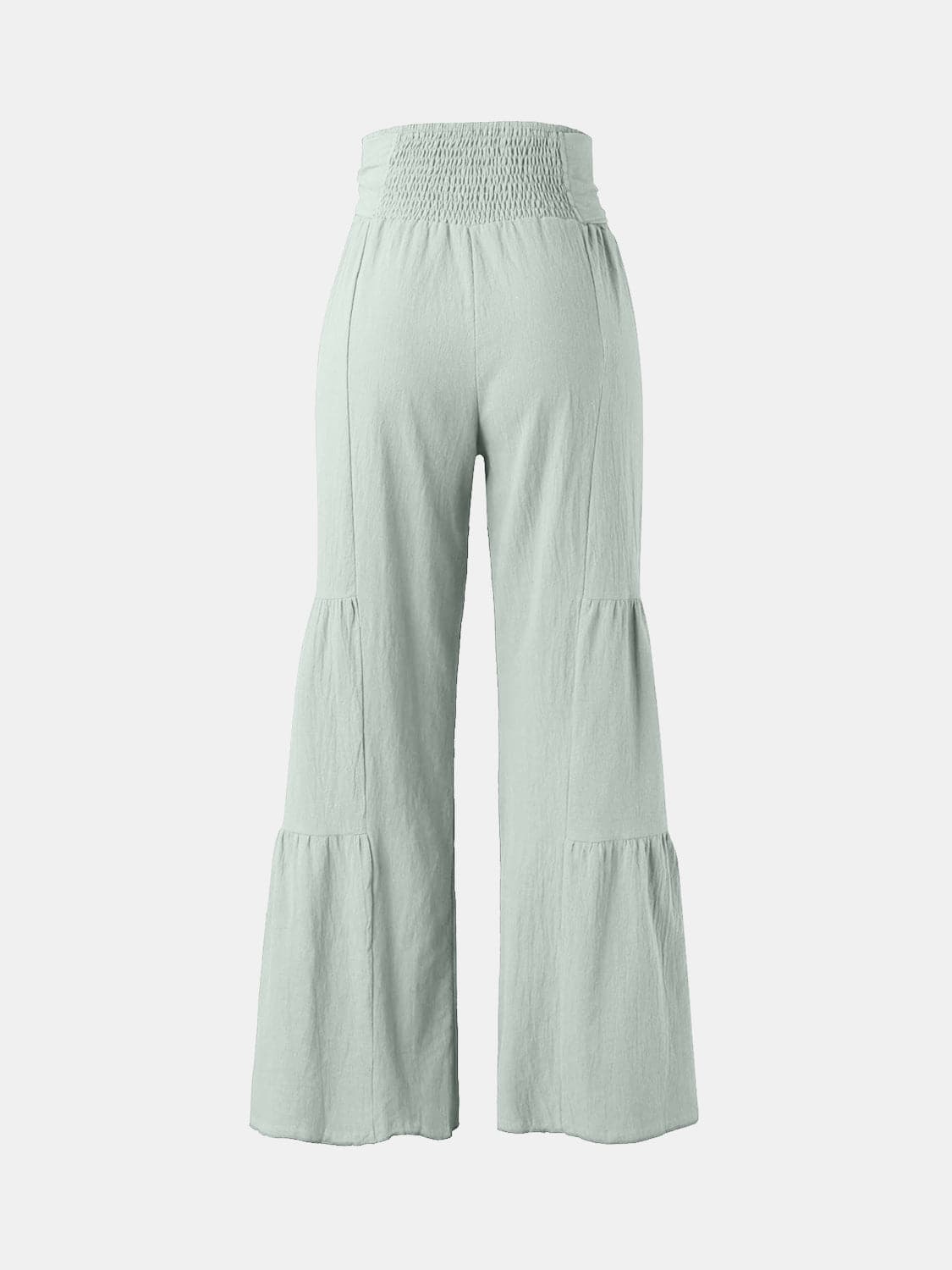 Tied Ruched Wide Leg Pants.