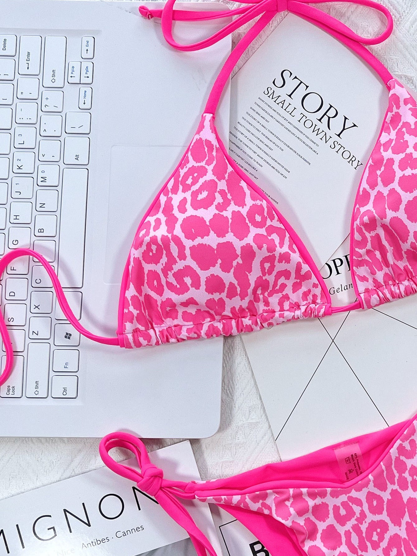 Bold & Wild: Pink Leopard Print Tie Bikini Set