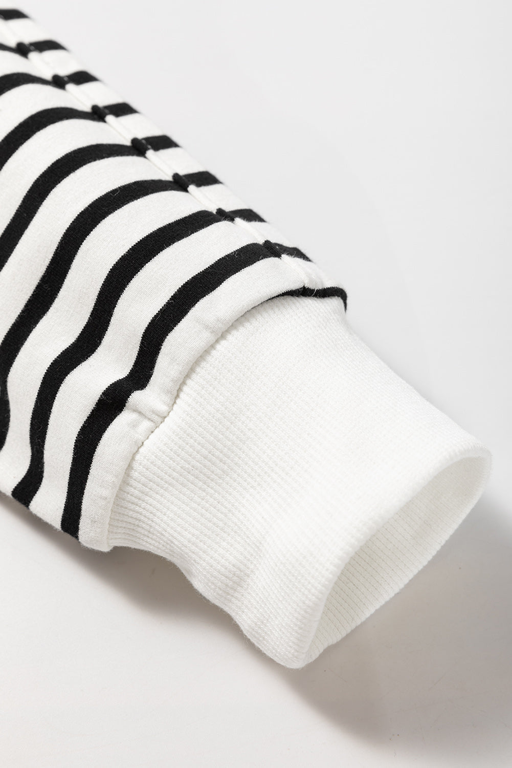 Black Stripe Raglan Sleeve Side Slits Loose Sweatshirt Love Salve