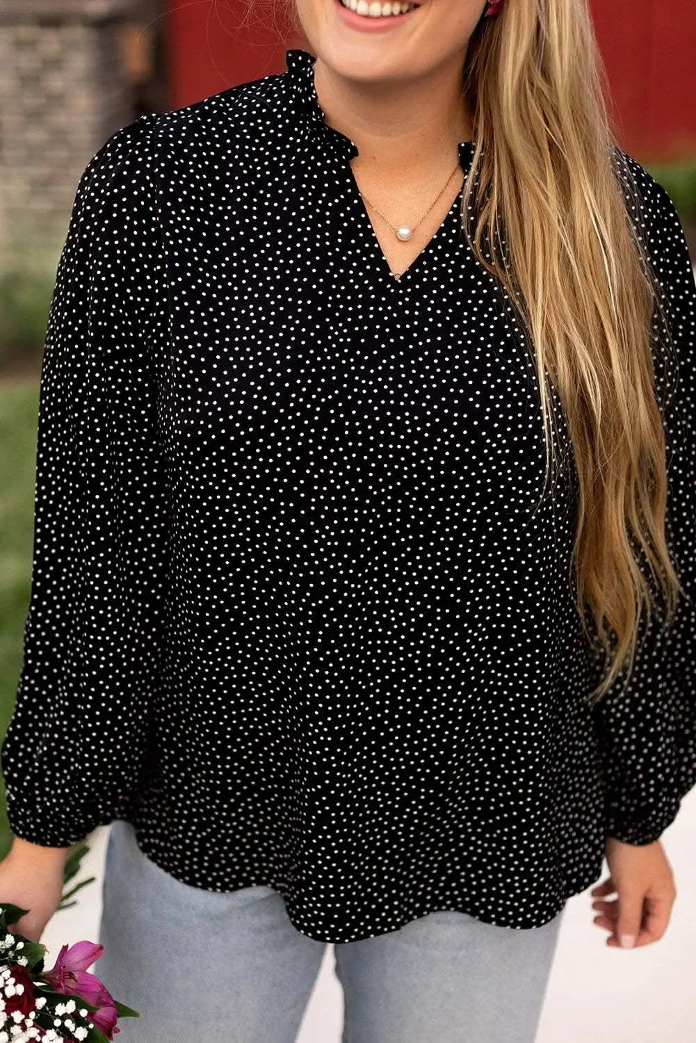 Black leopard print blouse - plus size - Love Salve 