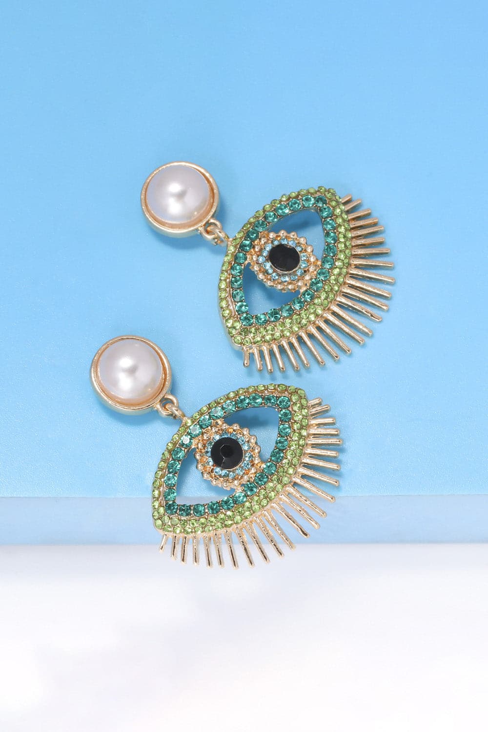 Rhinestone evil eye earrings